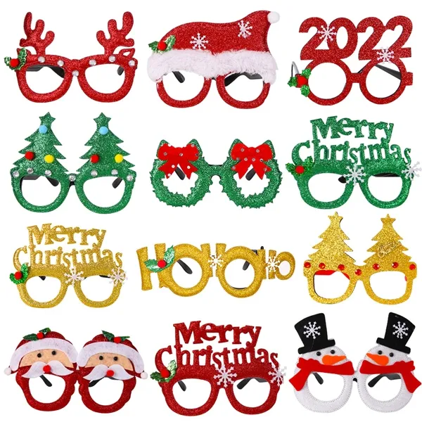 Picture of Christmas Glitter Party Glasses Frames with 12 Designs for Christmas Party Favors Holiday Favors