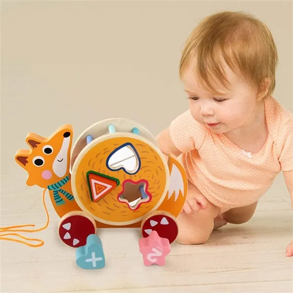 Picture of KIBTOY™ Wooden Pull Along Toy Cart