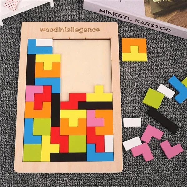 Picture of KIBTOY™ Wooden Tetris Puzzle Game
