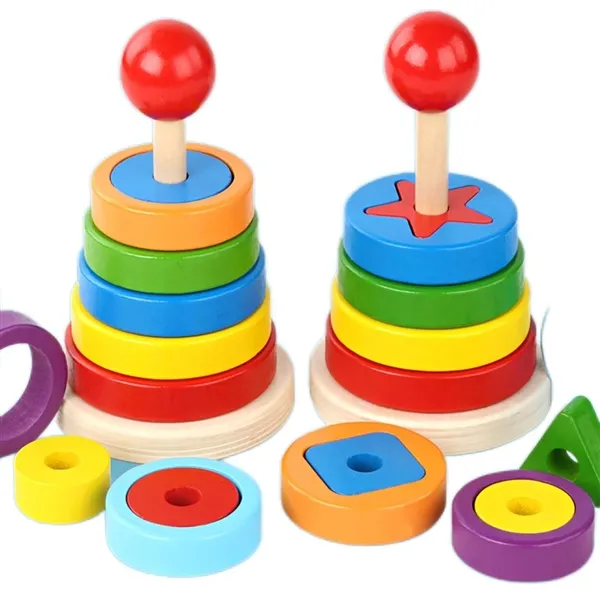 Picture of KIBTOY™ Rainbow Tower Stacked Wooden Toys