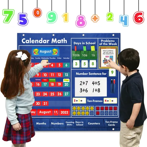 Picture of Education Daily Math Calendar Pocket Chart | Kibtoy