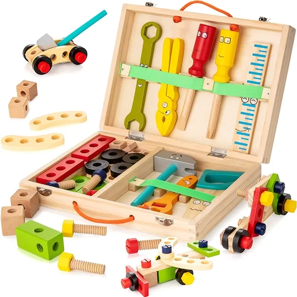 Picture of Wooden Toddler Tools Set Includes Tool Box & Stickers
