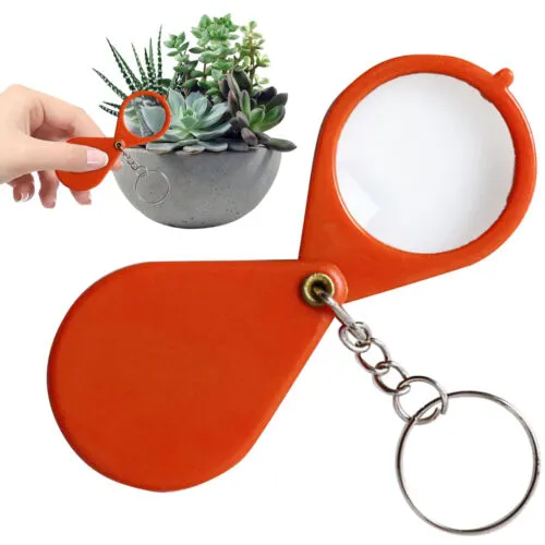 Picture of Mini pocket orange keychain magnifying glass portable folding magnifier  keychain magnifying glass  magnifying glass