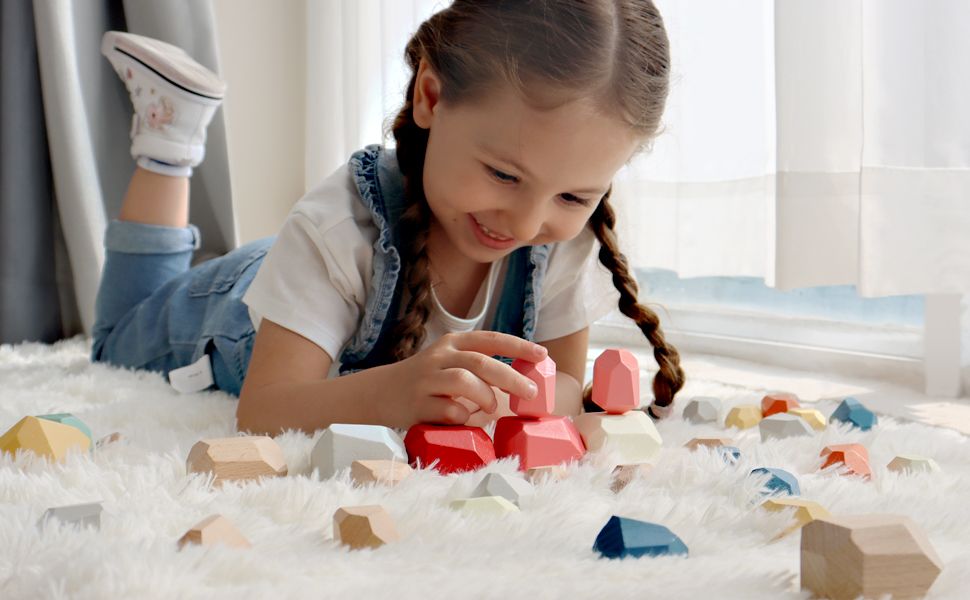 Kibtoy Wooden sorting and stacking rocks