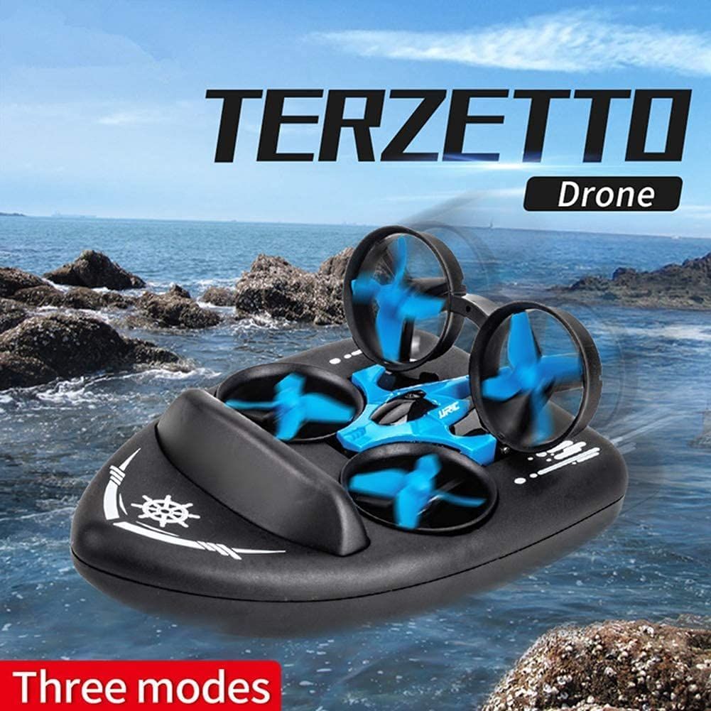 Kibtoy 3-in-1 Mini RC drone, vehicle and boat, flying toy