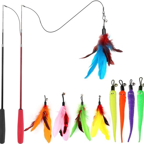 10PCS Teaser Cat Feather Wand Toy Cats Toys
