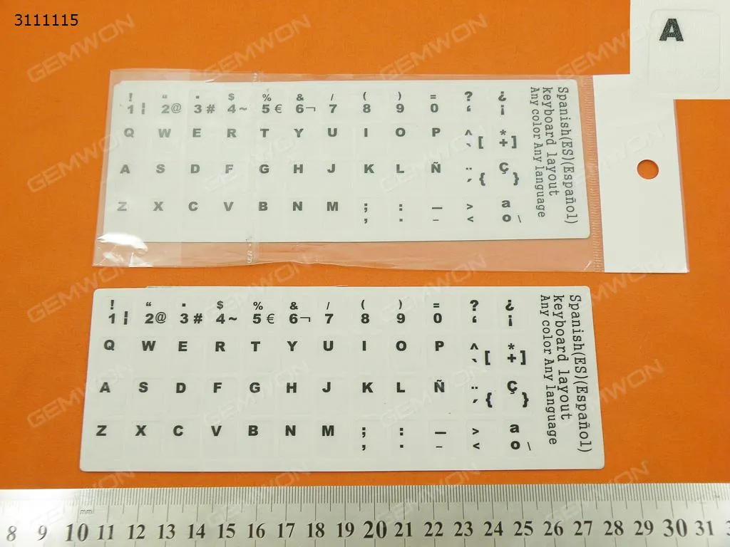 Picture of SP Keyboard Sticker,White with Black letter. Change keyboard language layout by stick lables on keyboard keys.