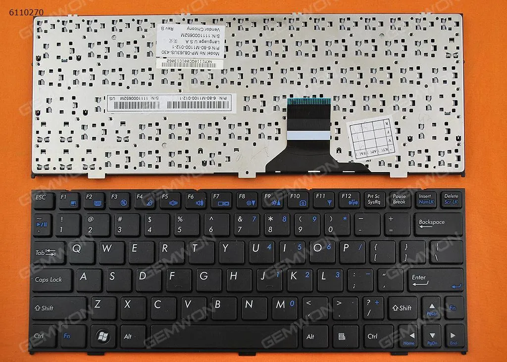 Picture of Laptop US keyboard for CLEVO M1100 M1110 M1111 M1115 BLACK FRAME BLACK