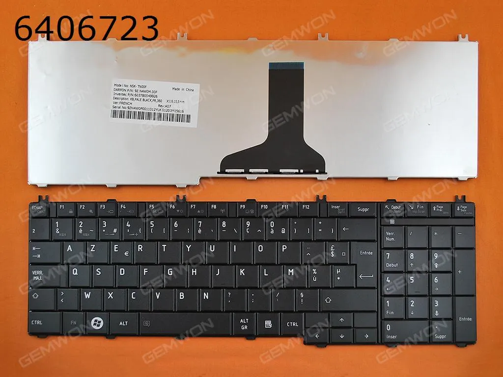 Picture of Laptop French Keyboard for  TOSHIBA Satellite C650 C660 L650 L670 L675 L675D BLACK(OEM)