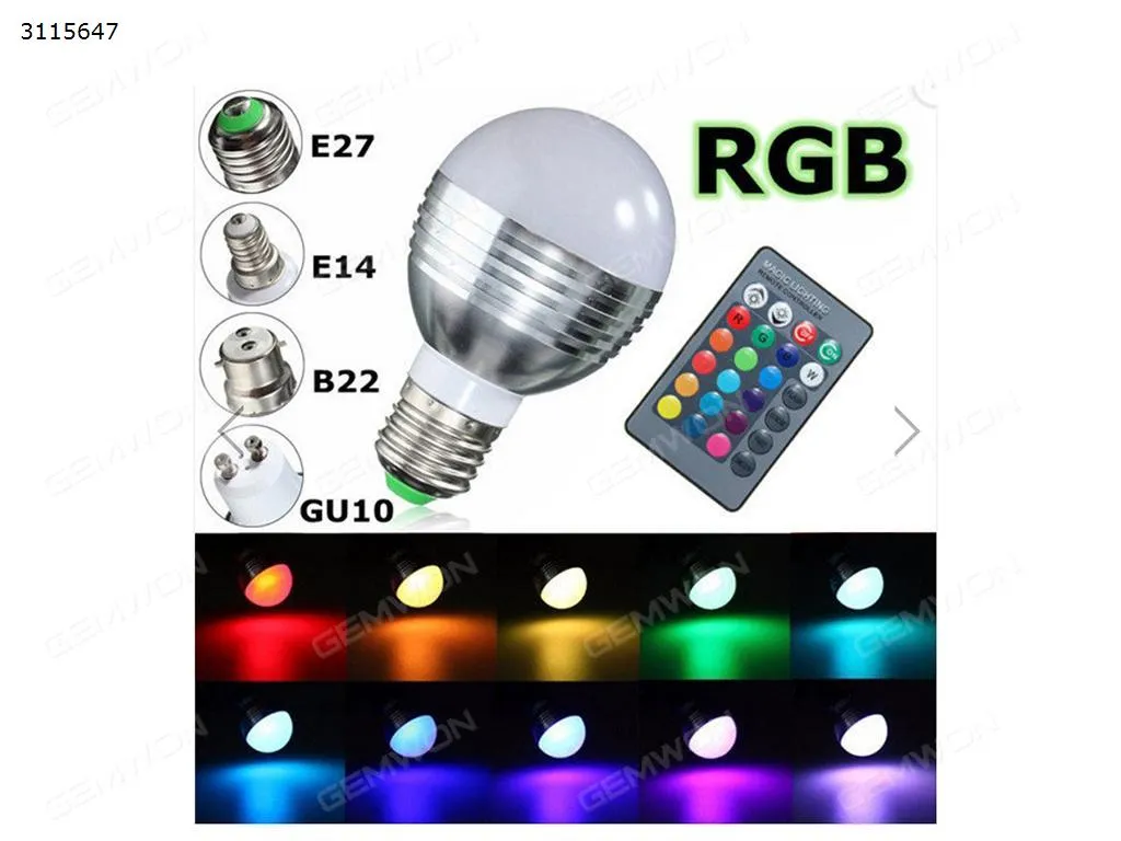Picture of CJ-026 RGB Remote control lamp, 16 kinds of color change，E27