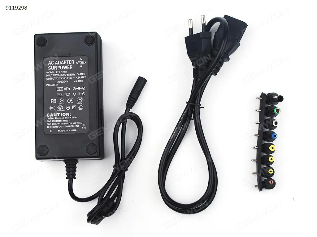 Picture of Laptop Adapter European Cable + 8-bit DC converter (120W)