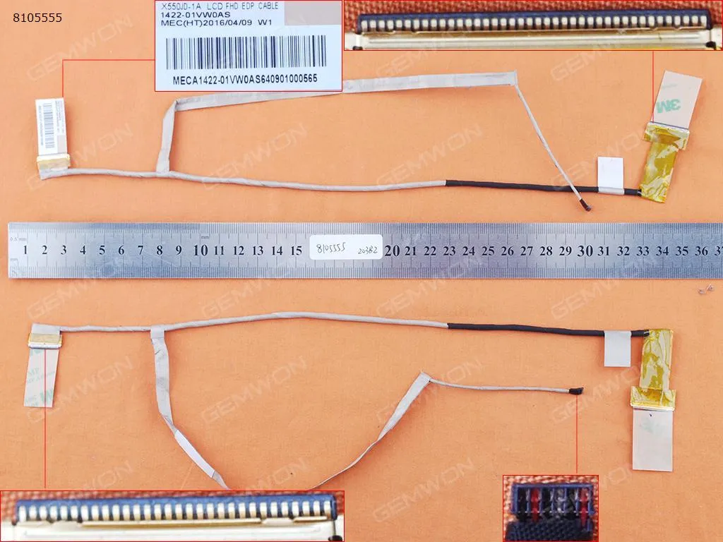 Picture of Laptop LCD/LED cable for ASUS X550JD FX50 FX50J FX50JK FX50JX X550JD-1A,Motherboard Interface 40Pin,LCD Screen Interface 30Pin，ORG