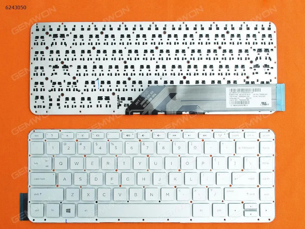 Picture of Laptop US keyboard for HP Pavilion X2 13-M 13-m110dx 13-g110dx 13-m210dx 13-P Silver (Without FRAME,Without Foil,Win8)