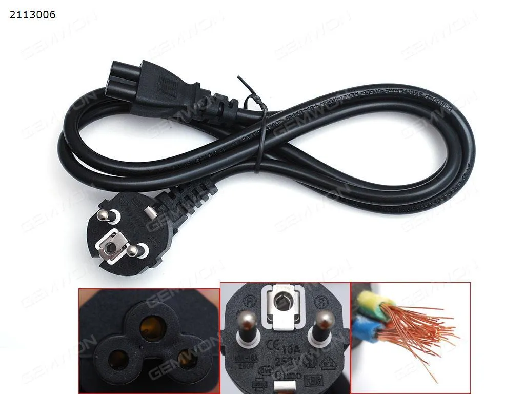 Picture of EU Plug AC Power Cord Cable For Laptop Adapter 1.2M 0.5m2,Material: Copper(Good quality)