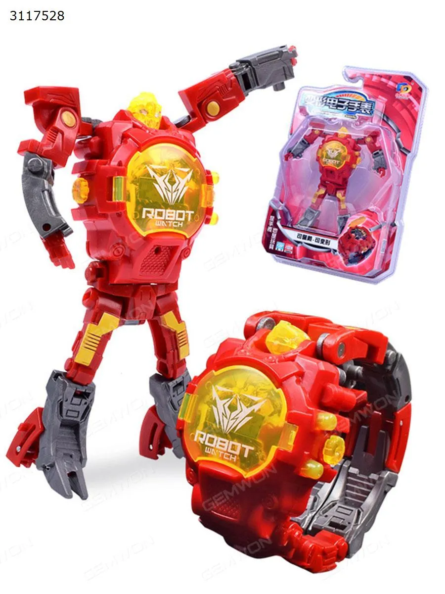 Picture of C889 Transform electronic watch，Manual creativeTransformers childrens toys deformation watch，red