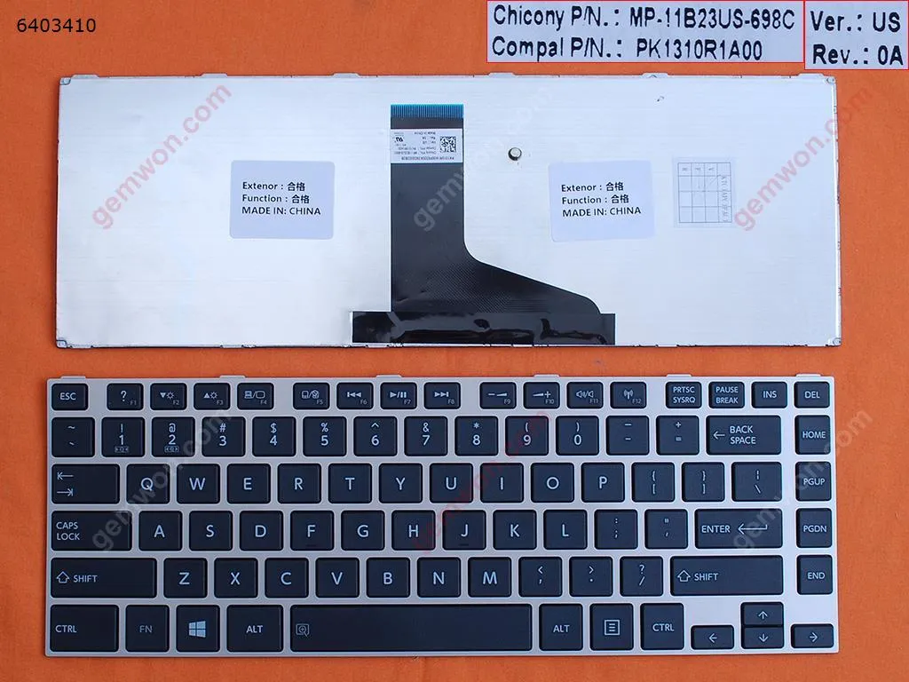 Picture of TOSHIBA L830 L840 SILVER FRAME BLACK WIN8