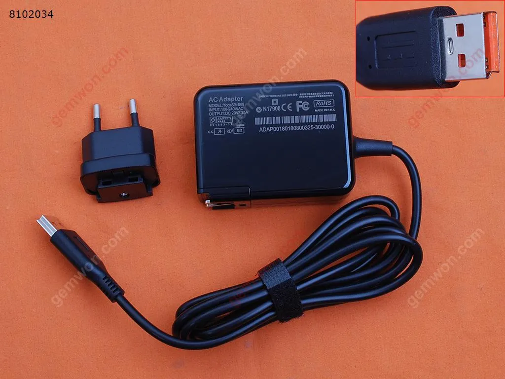Picture of LENOVO 20V3.25A 65W yoga3/4 Pro Yoga700 900（Wall Charger Portable Power Adapter）Plug：EU