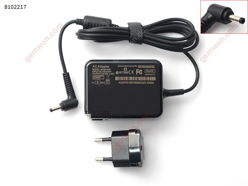 Picture of LENOVO 20V 3.25AΦ4.0*1.7 65W Ideapad 100S-14 15 Yoga510 710s 310S-14（Wall Charger Portable Power Adapter）Plug：EU