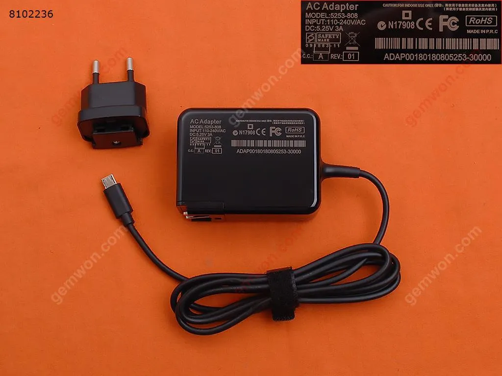 Picture of HP 5.25V 3A 15.6W chrome chromebook（Wall Charger Portable Power Adapter）Plug：EU