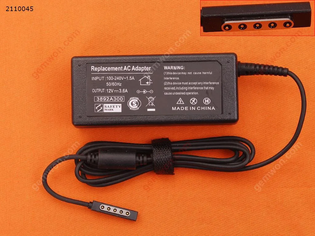 Picture of Microsoft 12V 3.6A 40W
Microsoft Surface Pro1 Pro2 (RT)(High copy)
