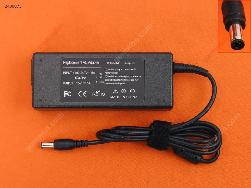 Picture of TOSHIBA 15V 5A Φ6.3*3.0mm 75W (High Copy )