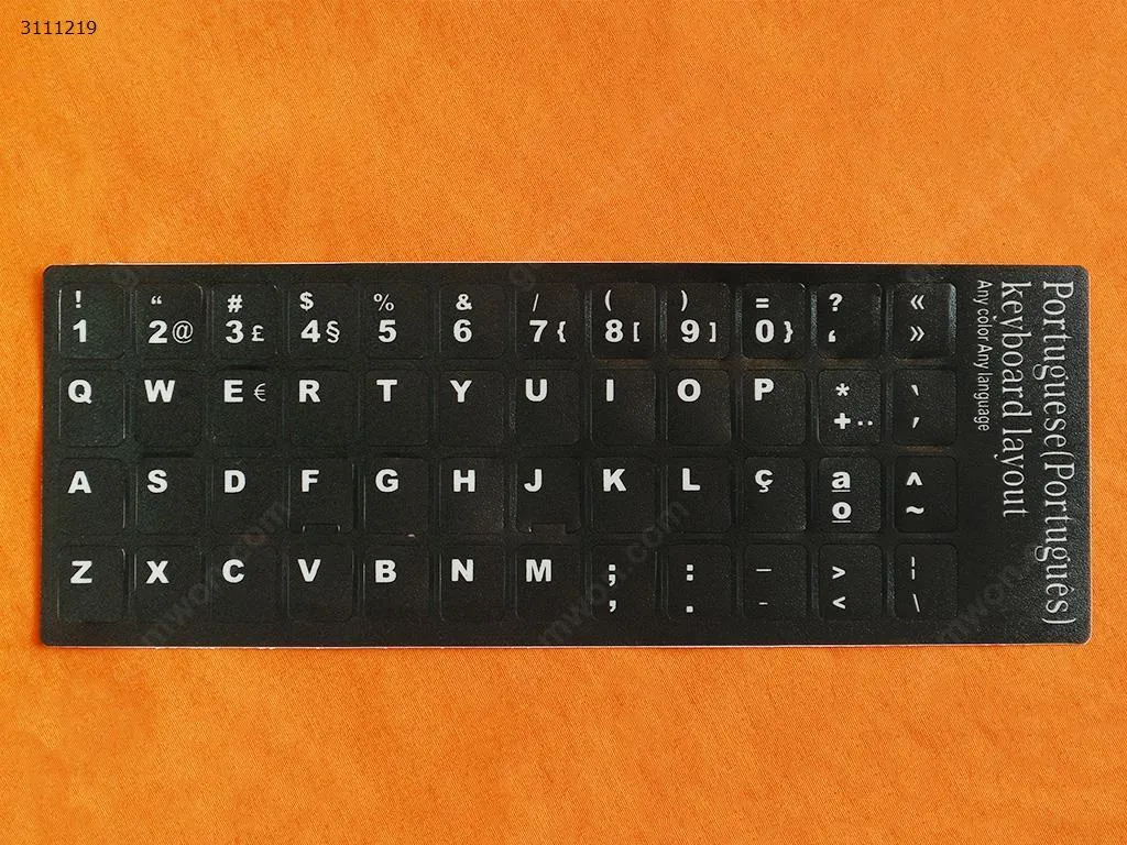 Picture of PO Keyboard Sticker,Black with White letter. Change keyboard language layout by stick lables on keyboard keys.(version 1)
