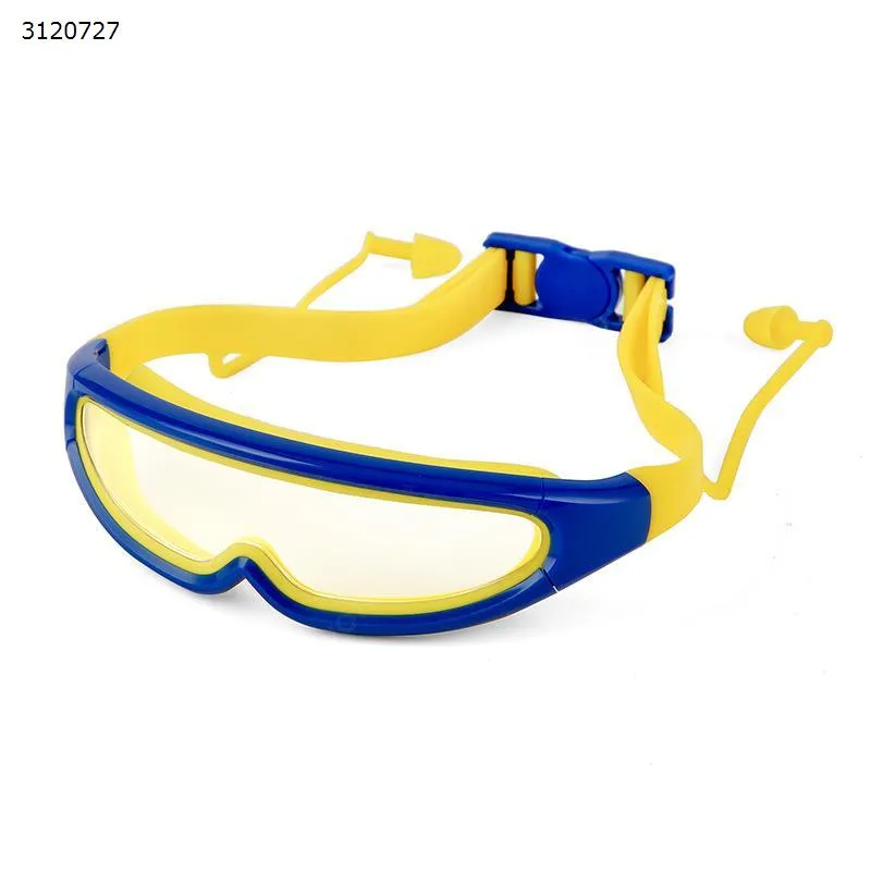Picture of Children's swimming large box waterproof anti-fog glasses + earplugs, blue.