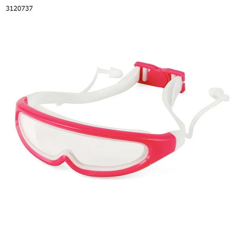 Picture of Children's swimming large box waterproof anti-fog glasses + earplugs, red.
