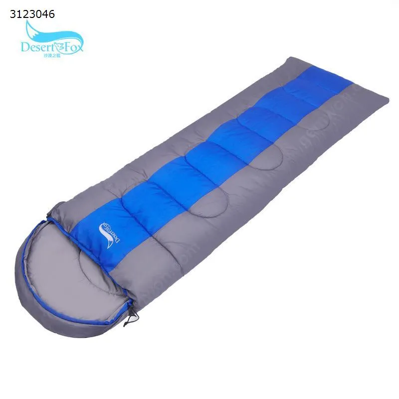 Picture of Comfortable portable lightweight envelope sleeping bag with compression bag for camping, hiking, hiking and other outdoor activities - Single (Autumn Winter Thick Blue + Grey)
