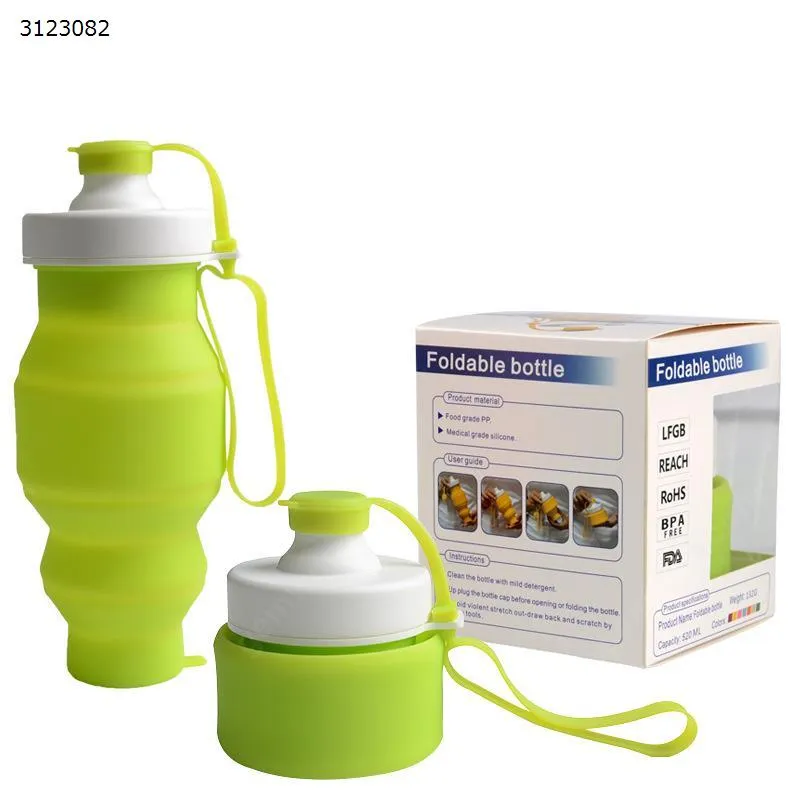 Picture of Silicone sports bottle outdoor climbing travel telescopic water bottle large capacity folding cup(green)