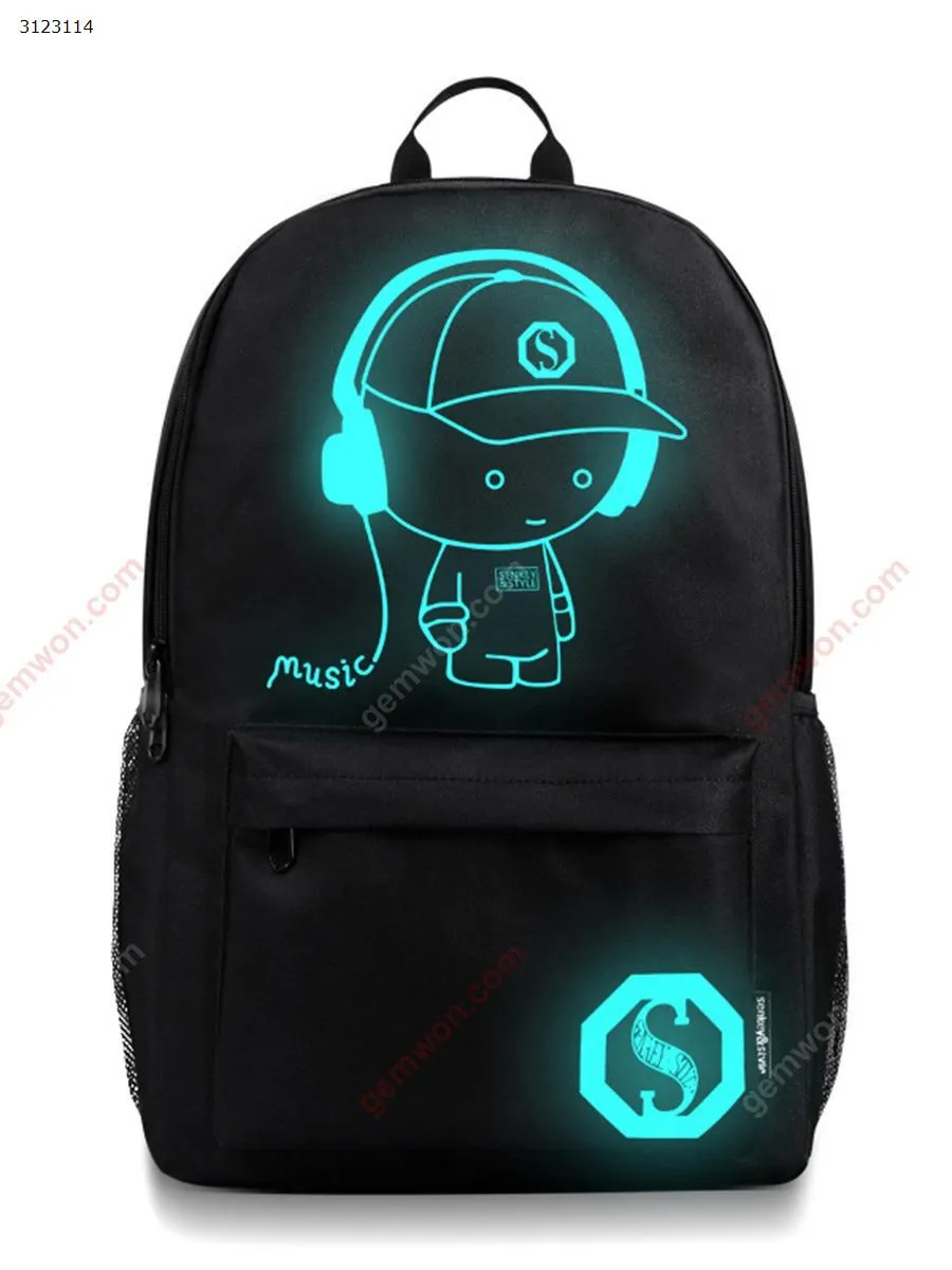 Picture of Outdoor city hiking backpack student luminous animation bag juvenile USB charging computer anti-theft laptop backpack (USB large music kid + pencil bag + anti-theft lock)