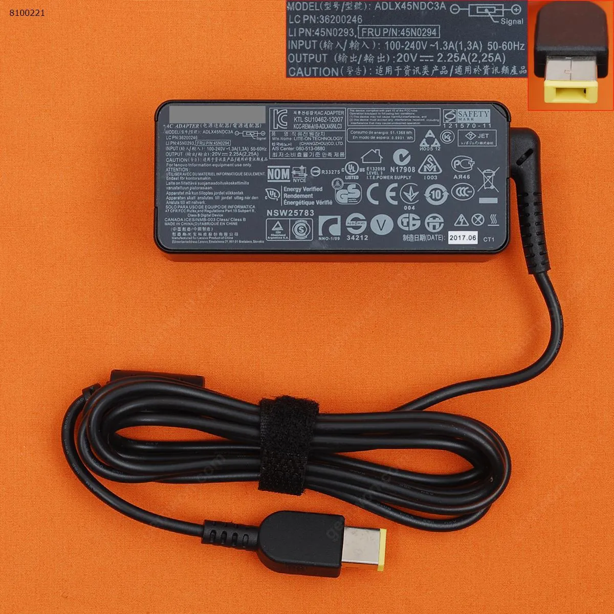 Picture of Lenovo 20V 2.25A 45W Square Tip(Square)( Quality : A+ ) 