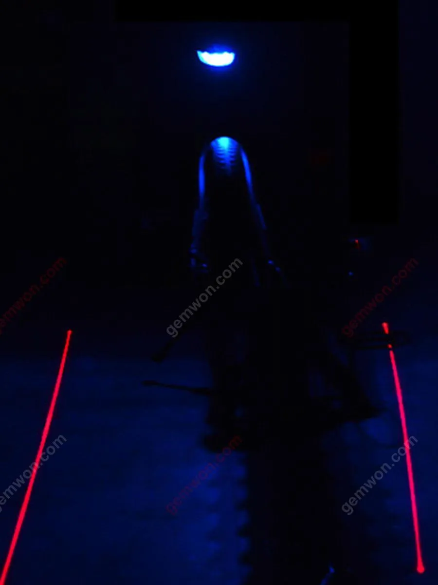 Picture of Bicycle LED taillight safety warning light 5 LED 2 laser night mountain bike taillight bicycle light (blue)