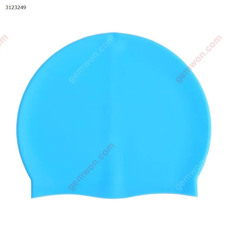 Picture of Elastic waterproof fabric protects ears long hair sports swimming pool hat swimming cap male and female（blue）