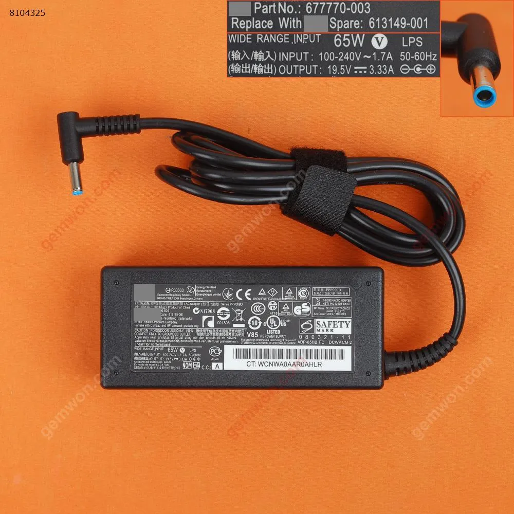 Picture of HP 19.5V 3.33A 65W Φ4.5x3.0mm  (Quality：A+) Blue