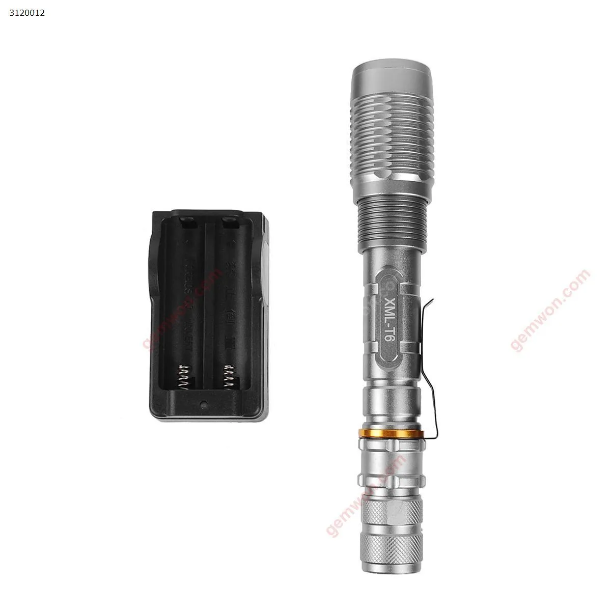 Picture of Handheld flashlight, portable LED flashlight, adjustable focal length, Tac lamp camping hiking, silver