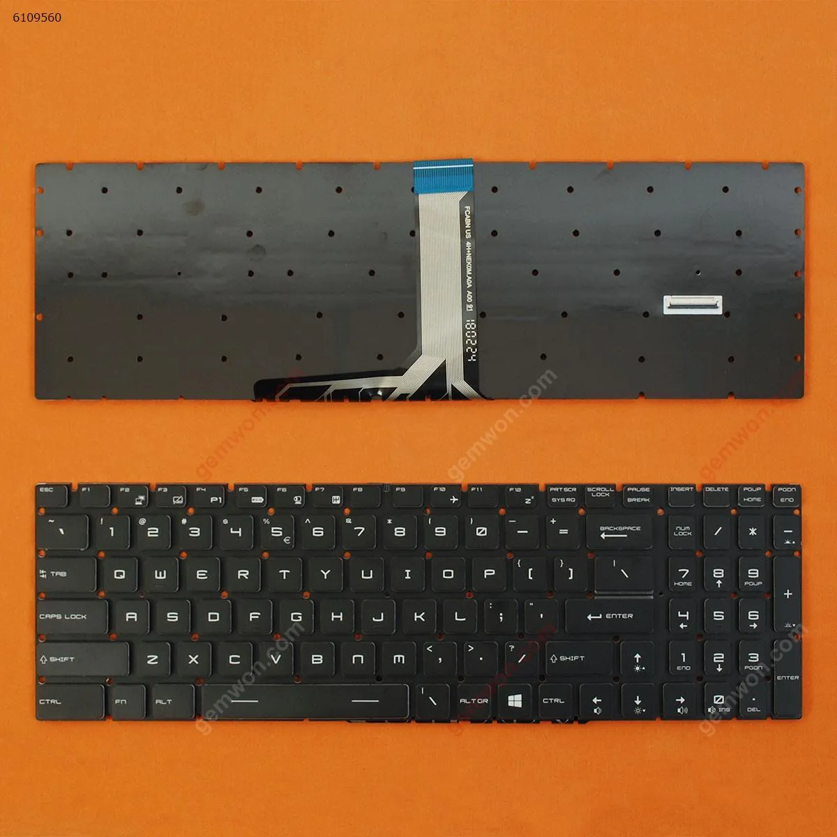Picture of Laptop US keyboard for MSI GE63 7RD BLACK (Full Colorful Backlit,Without FRAME,WIN8)