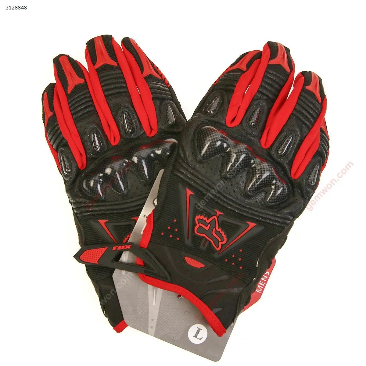Picture of Motocross racing gloves Cycling pure leather long finger gloves riding gloves-red