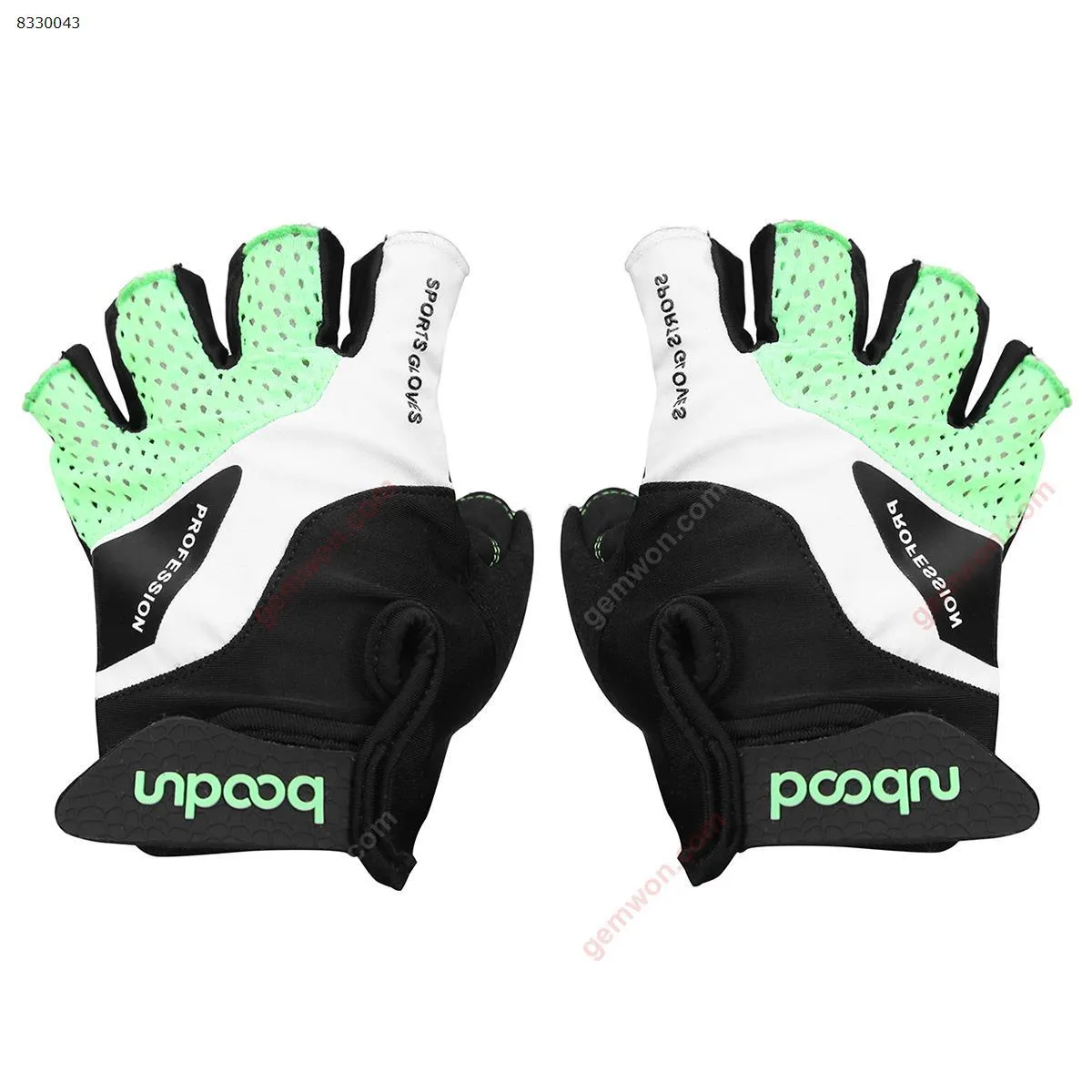Picture of New half finger mountain bike equipment non-slip cycling gloves bicycle men and women models wish (black and white green size: XL)