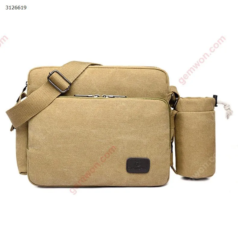 Picture of Canvas Shoulder Bag Multifunction Fashion Crossbody Bag Small Messenger Bag Casual Shoulder Bag Travel Organizer Bag Multi-Pocket Purse Handbag Khaki