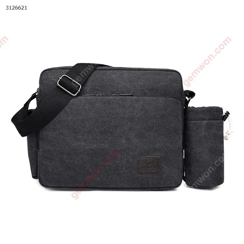 Picture of Canvas Shoulder Bag Multifunction Fashion Crossbody Bag Small Messenger Bag Casual Shoulder Bag Travel Organizer Bag Multi-Pocket Purse Handbag Black