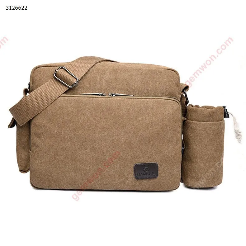 Picture of Canvas Shoulder Bag Multifunction Fashion Crossbody Bag Small Messenger Bag Casual Shoulder Bag Travel Organizer Bag Multi-Pocket Purse Handbag Brown