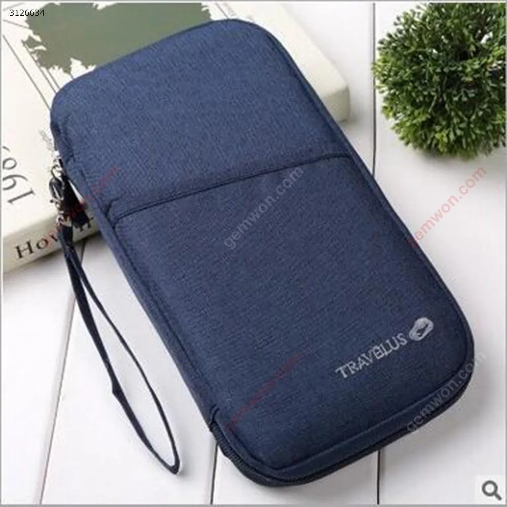 Picture of Travel Passport Package Travel Card Cover Multi-Function Card Bag Long Handle Bag Deep Blue