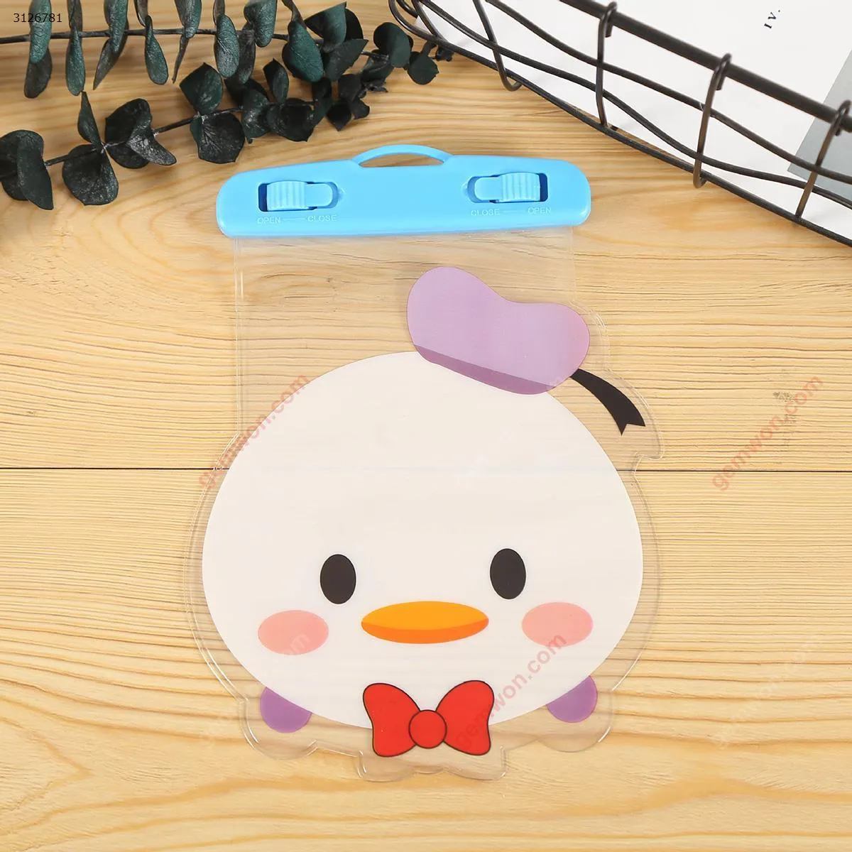 Picture of Cartoon mobile phone waterproof bag Diving transparent big head stereo Mobile phone storage case Blue