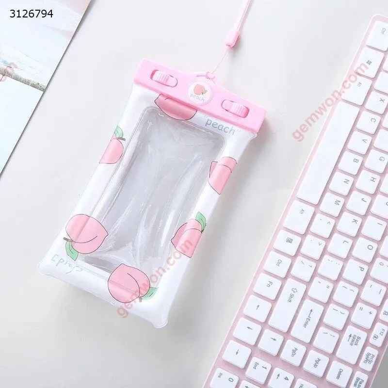 Picture of Mobile phone bag cartoon mobile phone waterproof bag touch screen inflatable phone waterproof bag (White bottom pink Peach)