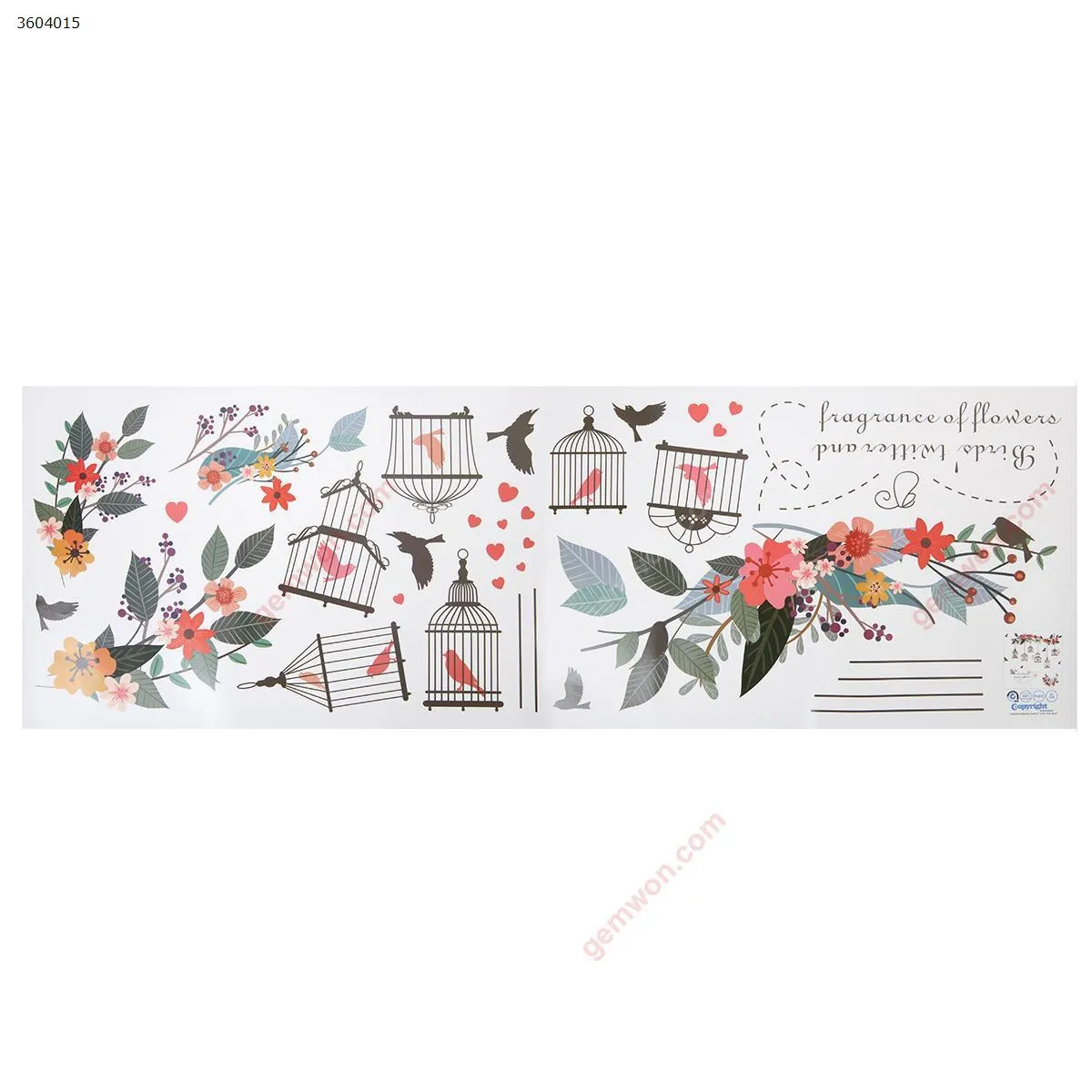 Picture of Flower vine bird cage TV background wall decoration mural removable wall sticker stickers