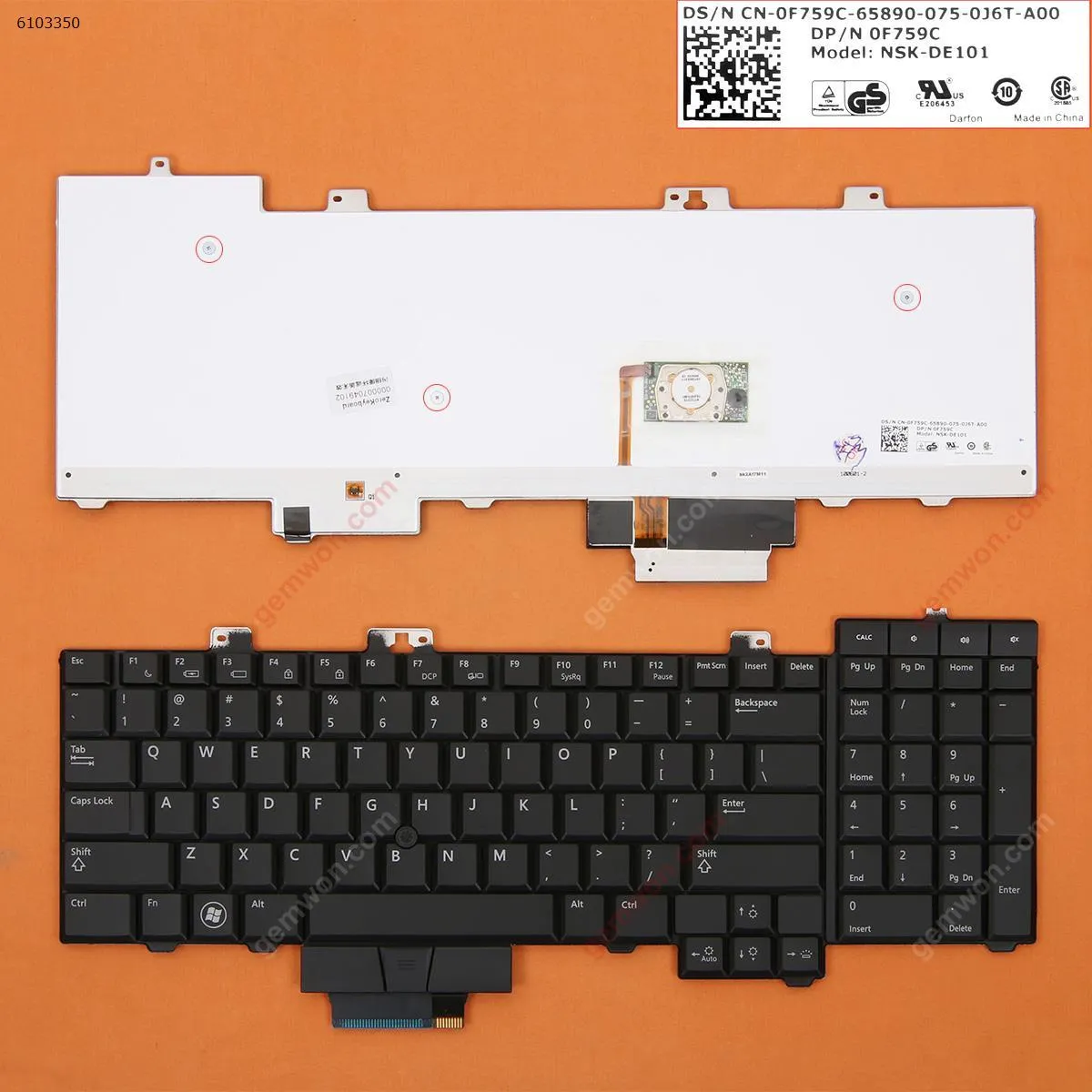Picture of DELL M6400 BLACK(Backlit ,With Point stick)
