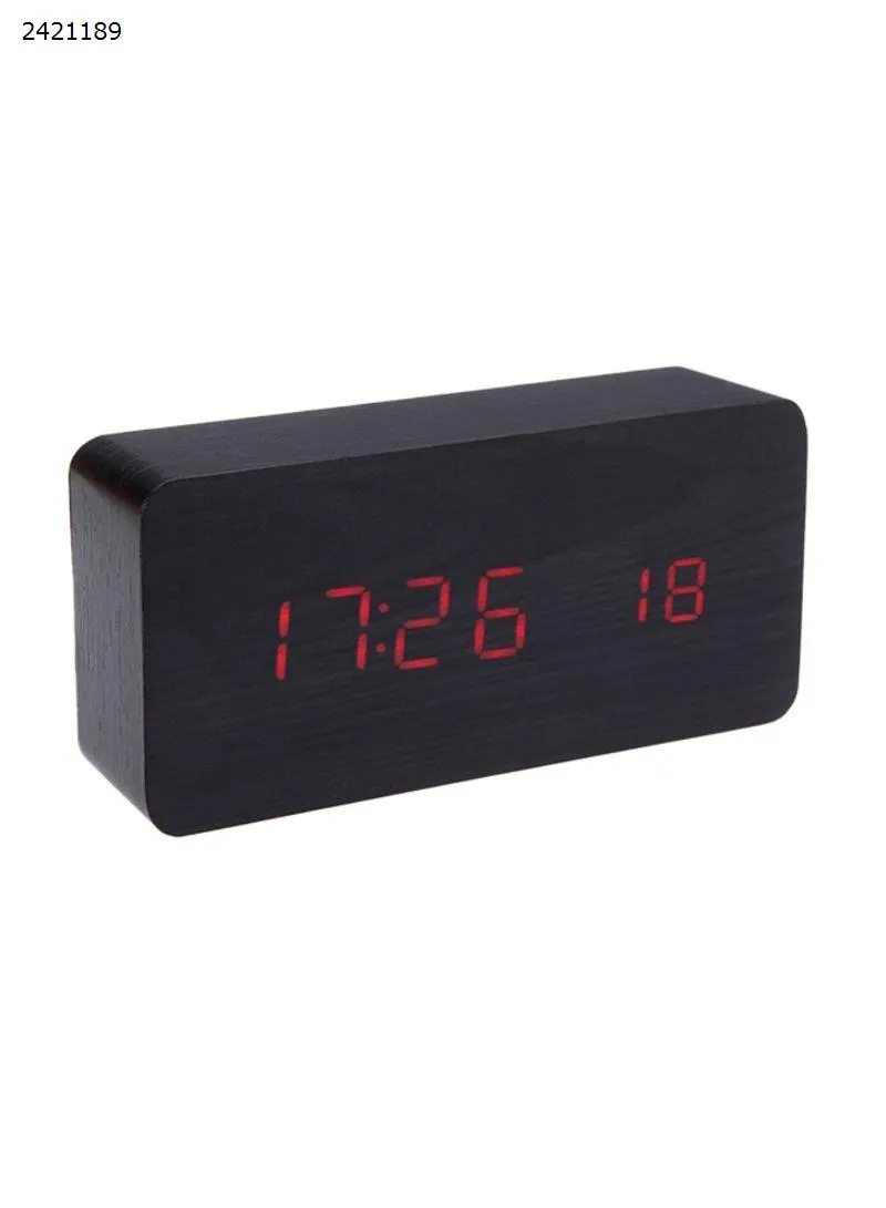 Picture of Creative LED Environmental Protection Wood Clock Wood Home Electronic Alarm Clock Silent Digital Clock