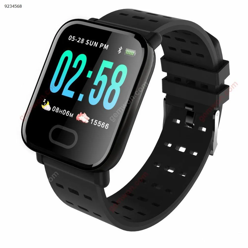 Picture of A6 large color screen smart Bracelet M20 real-time heart rate, blood pressure, blood oxygen Bluetooth motion meter step black