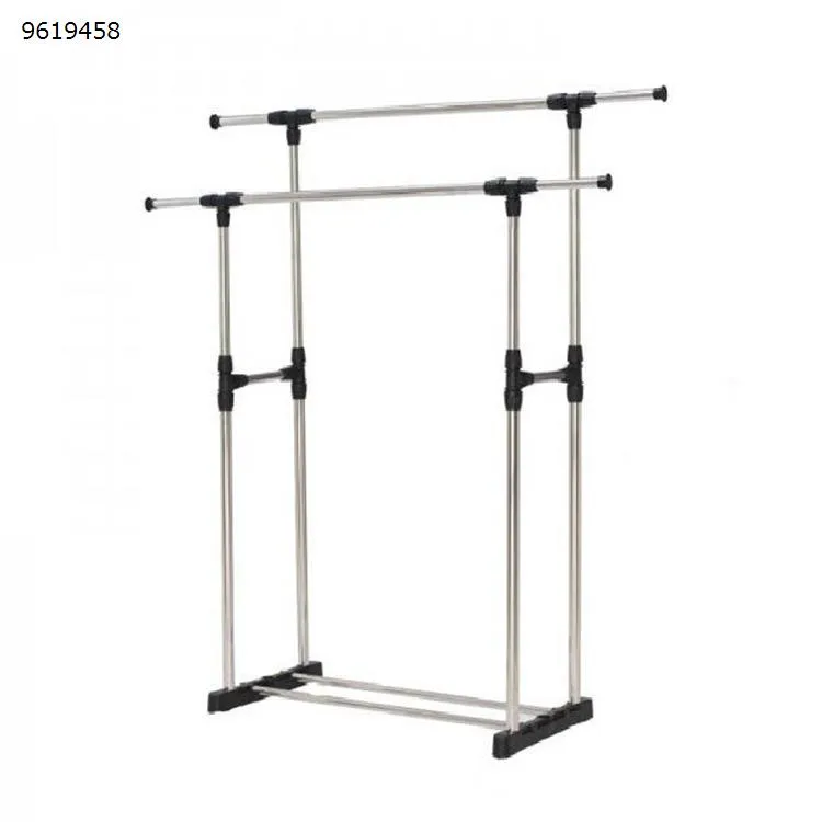 Picture of Portable Double Layers Clothes Rack Floor Hanger Black/Silver